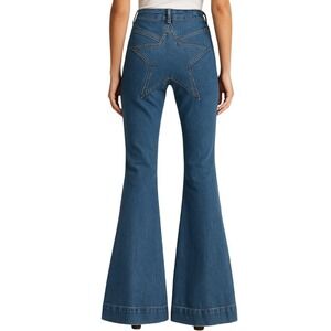 Revice‎ Star Patch Flare Jeans 28 High Waist Retro 70s Vintage Style Denim